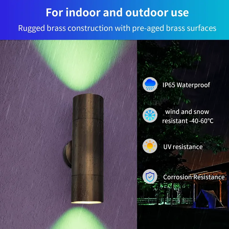 耐久性のある真鍮製屋外LEDウォールライト、IP65防水設計 - Smart Garden Usa のレビューと価格