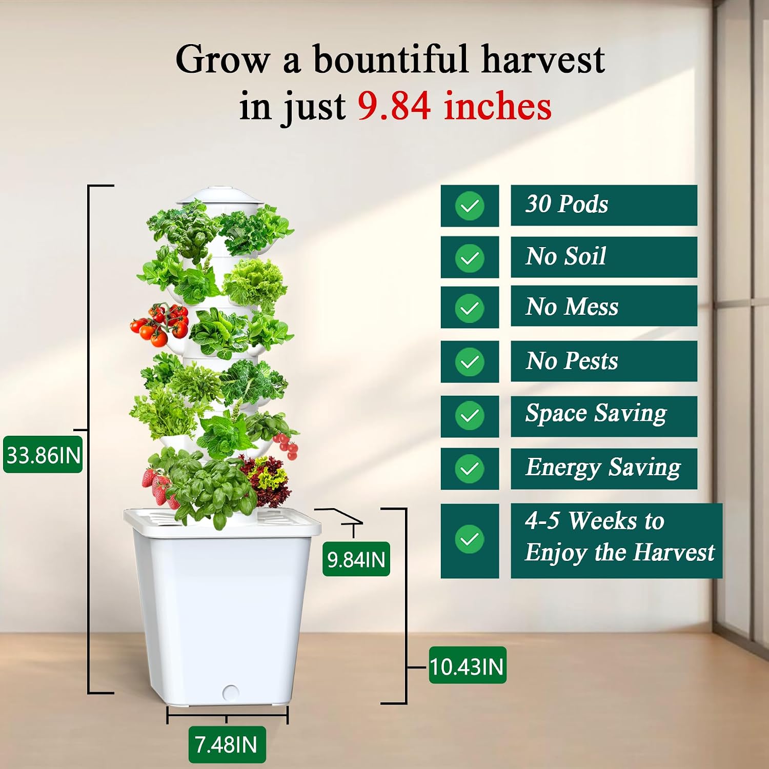 水耕栽培システム 30株 室内水耕タワーポンプシステム 植物 - Smart Garden Vertical のレビューと価格