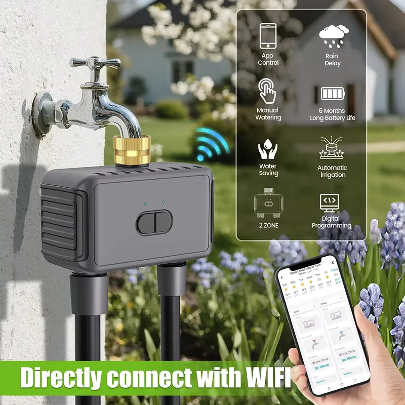 WAP01 WiFiアプリ制御 デュアルホース水タイマー ス - Smart Garden Water のレビューと価格
