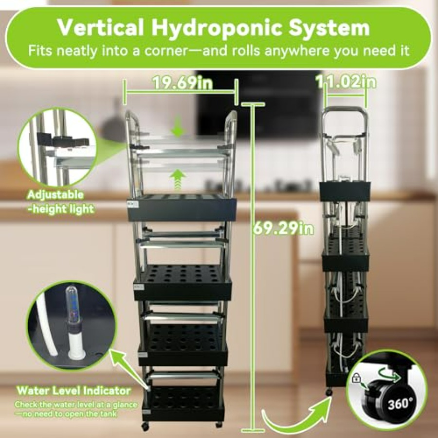 屋内水耕栽培システム：スマートフルスペクトルライト付き垂直庭 - Smart Garden Vertical のレビューと価格