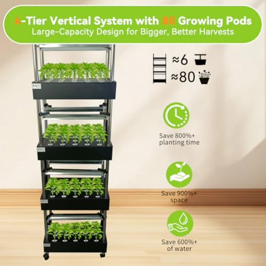 屋内水耕栽培システム：スマートフルスペクトルライト付き垂直庭 - Smart Garden Vertical のレビューと価格